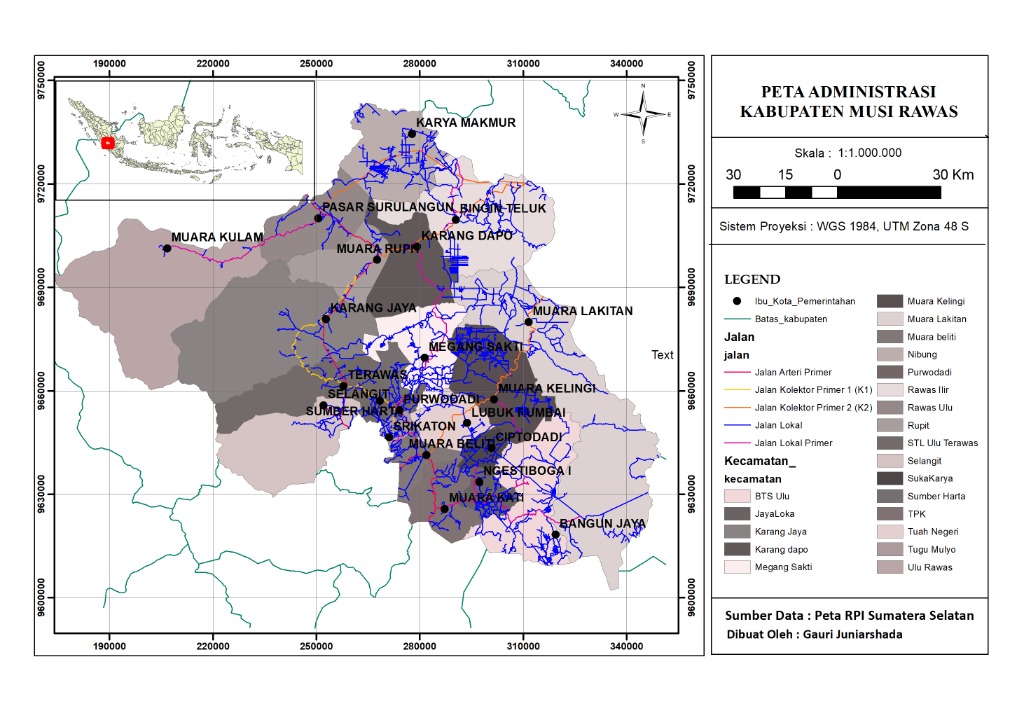 Peta Administrasi Kabupaten Musi Rawas